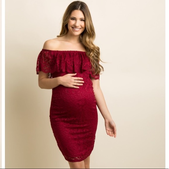 maternity casual lace off shoulder dress